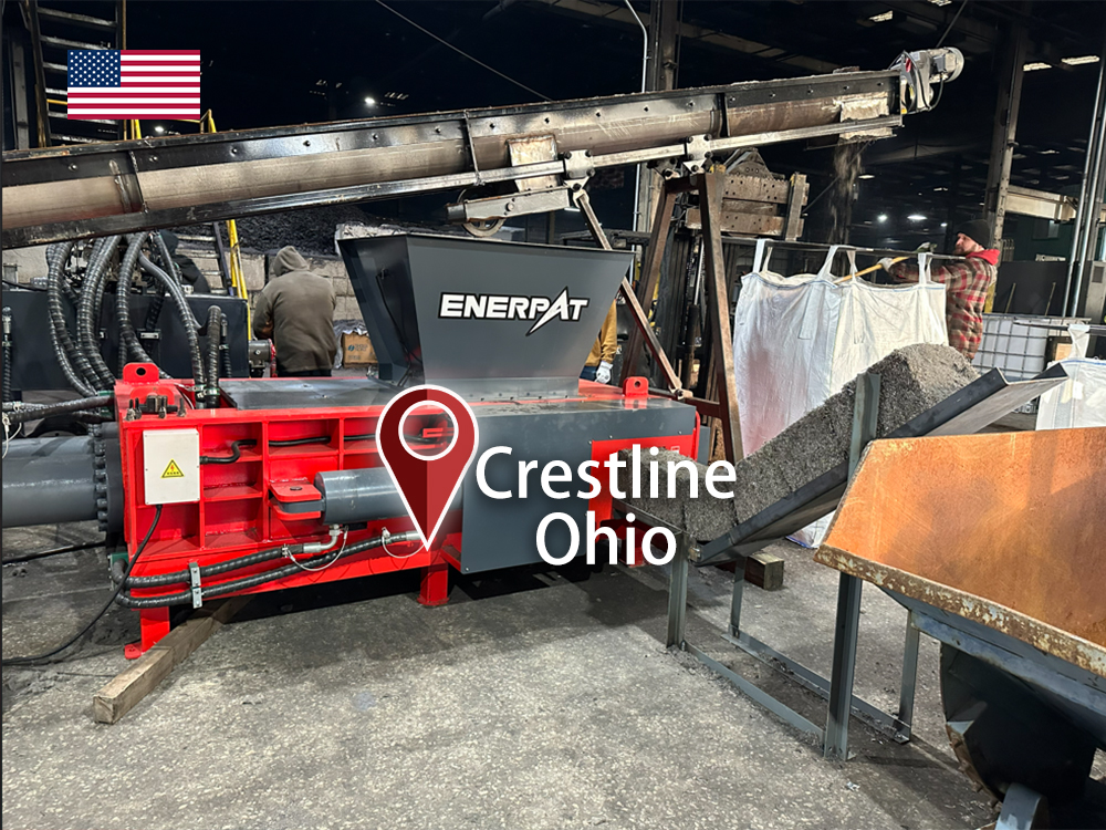 Crestline, Ohio: ENERPAT Empacadora de alambre para neumáticos AMB-H1075-250 instalada