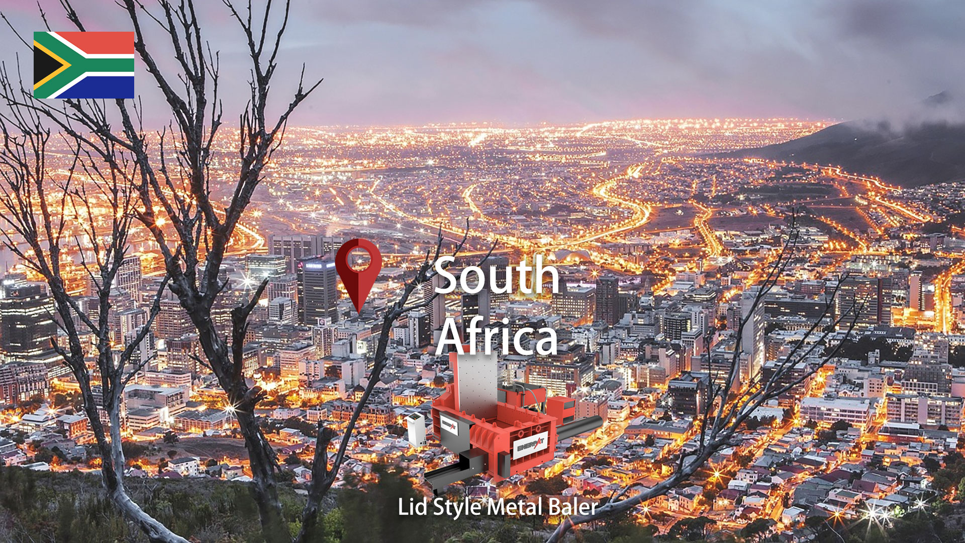 Sudáfrica: ENERPAT Prensa empacadora de chatarra instalada