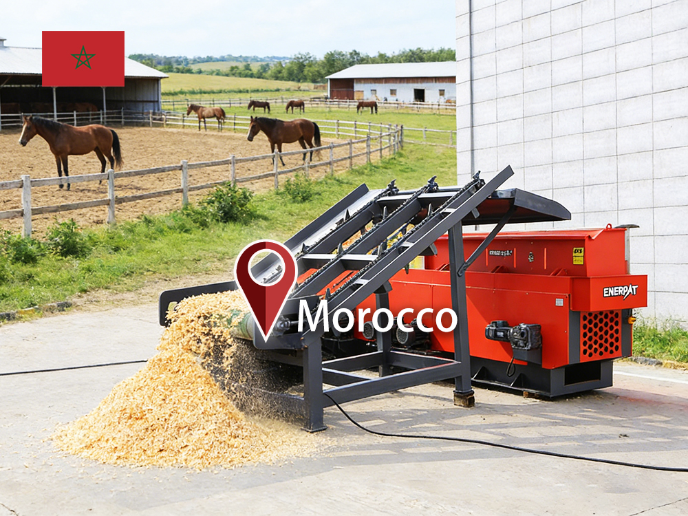 Marruecos: ENERPAT Línea de producción de virutas de madera con sistema de ensacado instalado